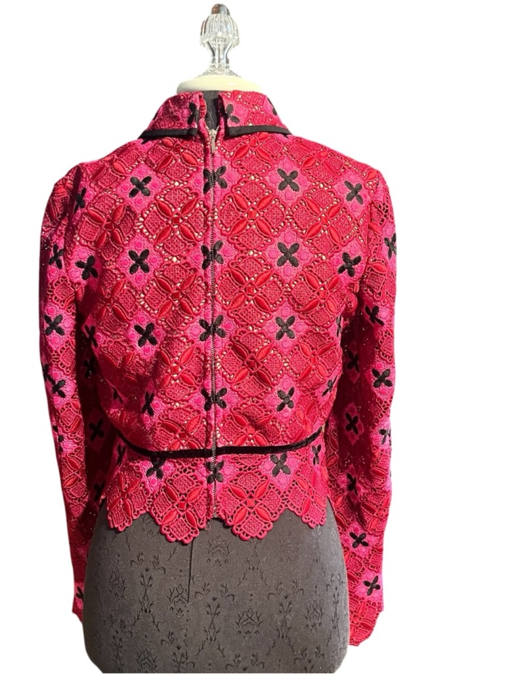 Modelivree Pink Lace Fitted Blouse Top Bridgerton XL Runs Small - Picture 4 of 9